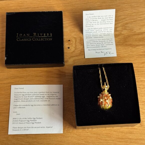 JOAN RIVERS CLASSICS COLLECTIONS Lily of the Valley Egg Pendant with Chain - Picture 12 of 16